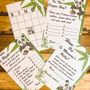 Baby Panda Baby Shower PRINTABLE Games Instant Download 4 Games Baby Panda and Bamboo theme  Zoo Theme Baby Shower Games Animal baby shower
