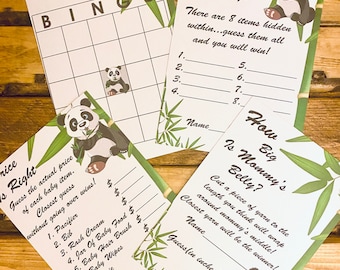 Baby Panda Baby Shower PRINTABLE Games Instant Download 4 Games Baby Panda and Bamboo theme  Zoo Theme Baby Shower Games Animal baby shower