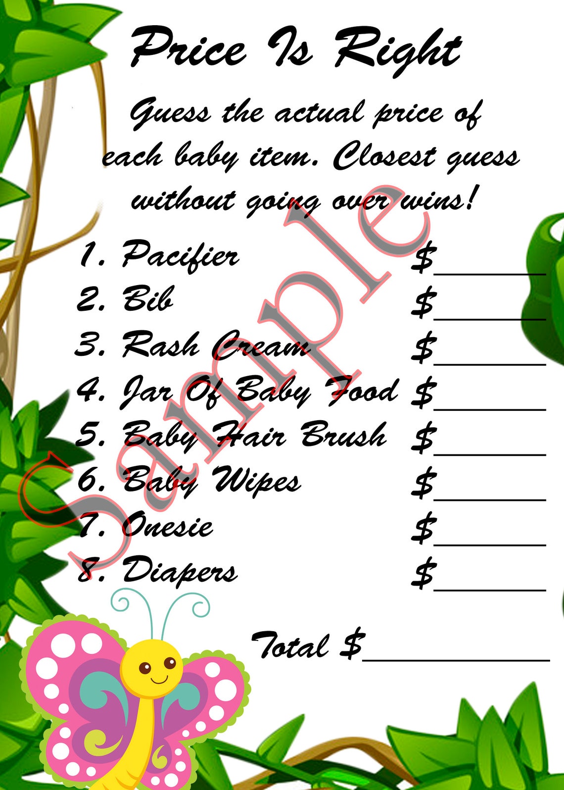 Butterfly Baby Shower PRINTABLE Games Instant Download 4 Games Etsy