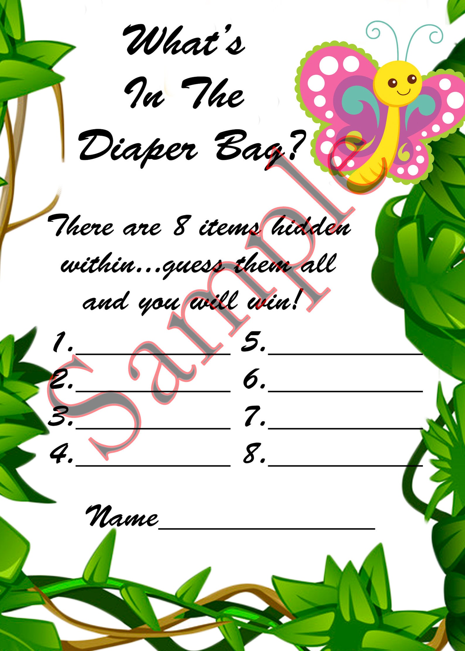 Butterfly Baby Shower PRINTABLE Games Instant Download 4 Games Etsy