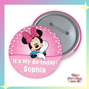 Custom Minnie Mouse Birthday Button - Minnie Mouse Button - Disney Buttons -  Minnie Mouse Pins - Disney Trip Pins