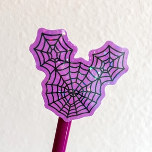 Mickey Spiderweb Sticker | Mickey Halloween Stickers | Disney Halloween Sticker | Holographic Stickers