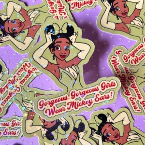Princess Tiana Glitter Sticker, Tiana, The Princess and The Frog, Disney Stickers, Glitter Stickers, Holographic Stickers, Flasks Stickers