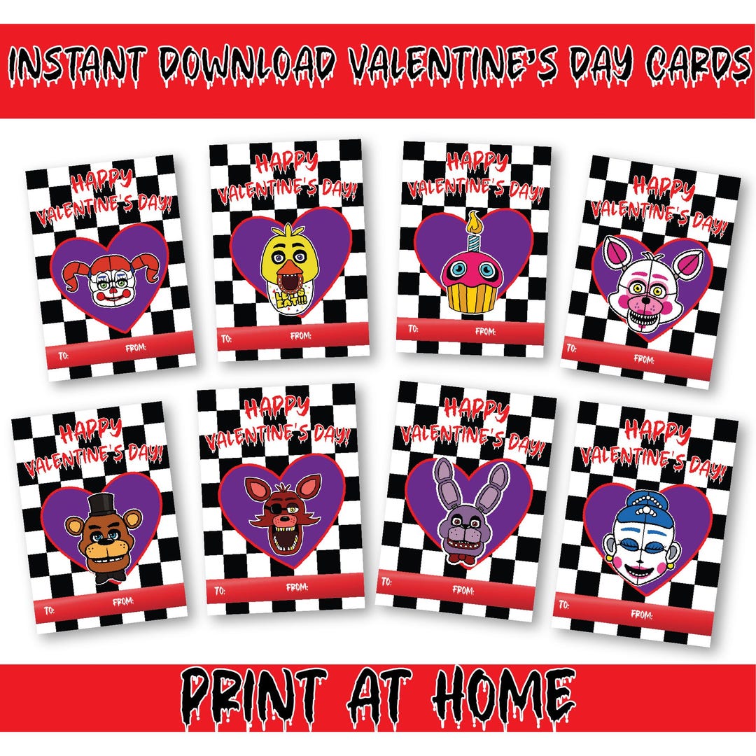 Printable Five Nights at Freddy's Valentine's Day Cards, FNAF Valentine ...