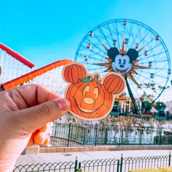 Mickey Pumpkin Holographic Sticker | Mickey Mouse Halloween Sticker | Disneyland Pumpkin Sticker