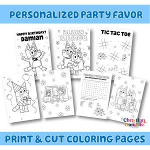 Personalized Bluey Coloring Book Party Favors (Digital Download)
