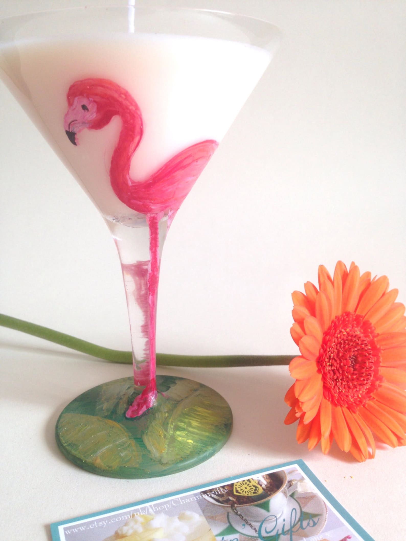 Flamingo Candle Cocktail Glass Candle Flaming Gift Idea Etsy UK