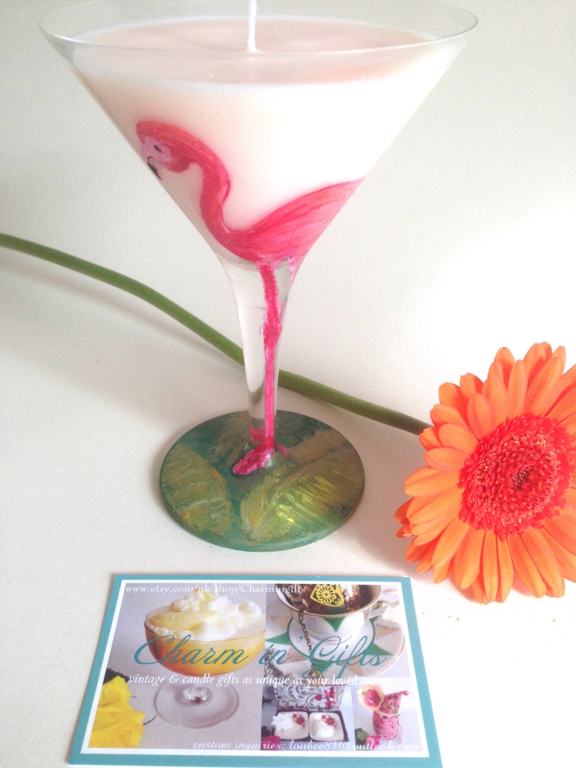 Flamingo Candle Cocktail Glass Candle Flaming Gift Idea Etsy UK