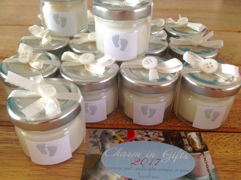 10 Personalised Mini Candles Baby Shower Party Gift Baby Etsy