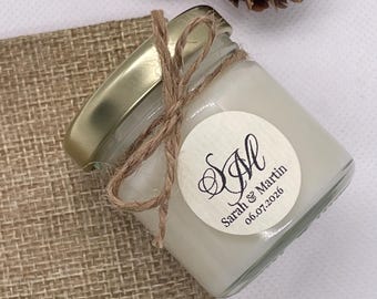 Personalisierte Hochzeit Soja Kerze Gefälligkeiten | Mini Geschenke für die Gäste