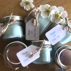 10 mini velas personalizadas con etiquetas atadas, favores de boda, favores de baby shower, favores de despedida de soltera, velas personalizadas, favores de fiesta imagen 7