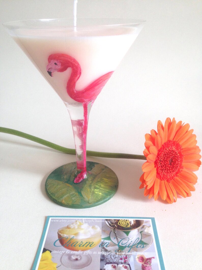 Flamingo Candle Cocktail Glass Candle Flaming Gift Idea - Etsy UK