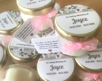 70 velas conmemorativas personalizadas: Recuerdos funerarios - Velas de homenaje de cera de soja ecológica