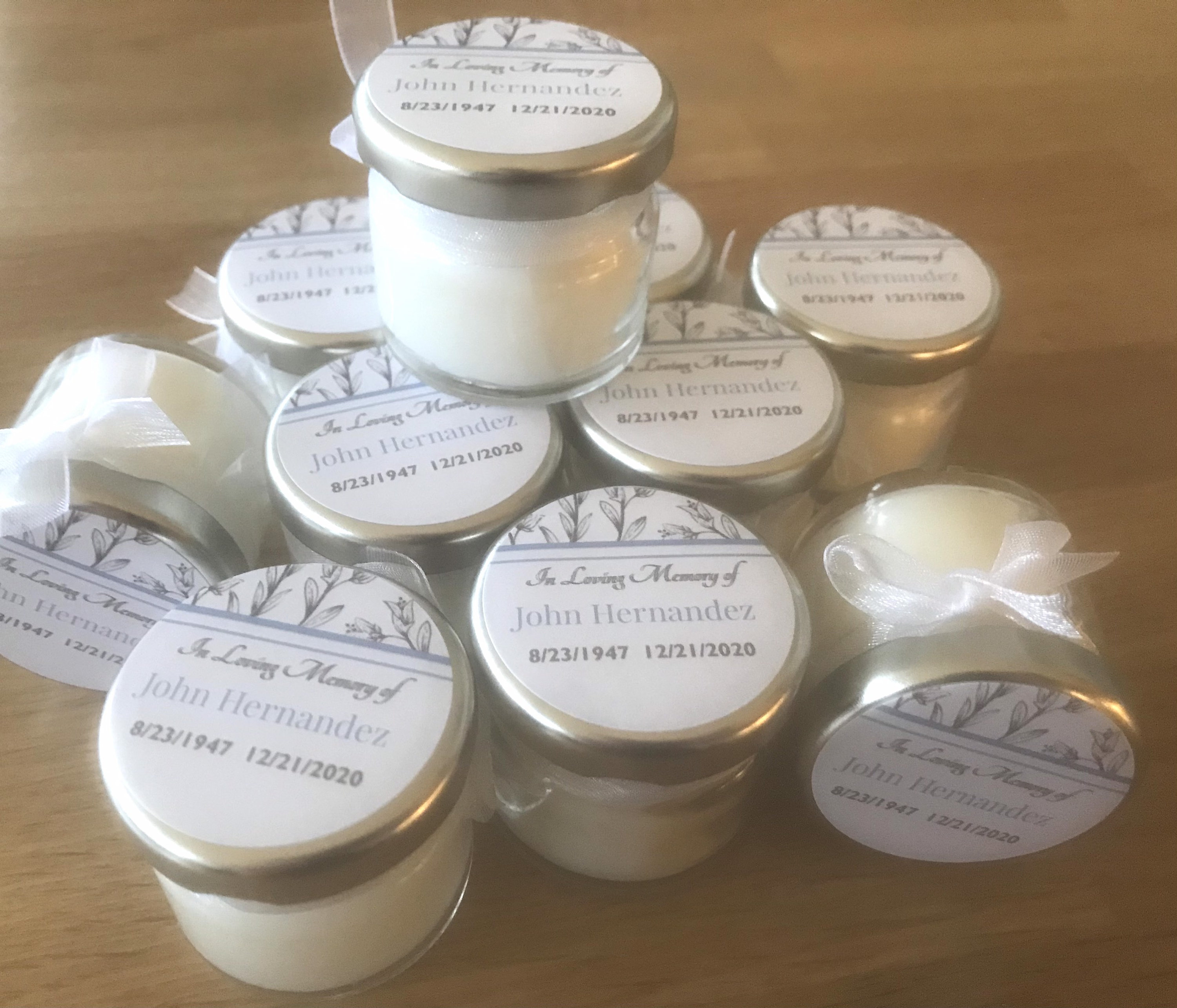 5 Personalised Remembrance candles Memorial candles Funeral Etsy