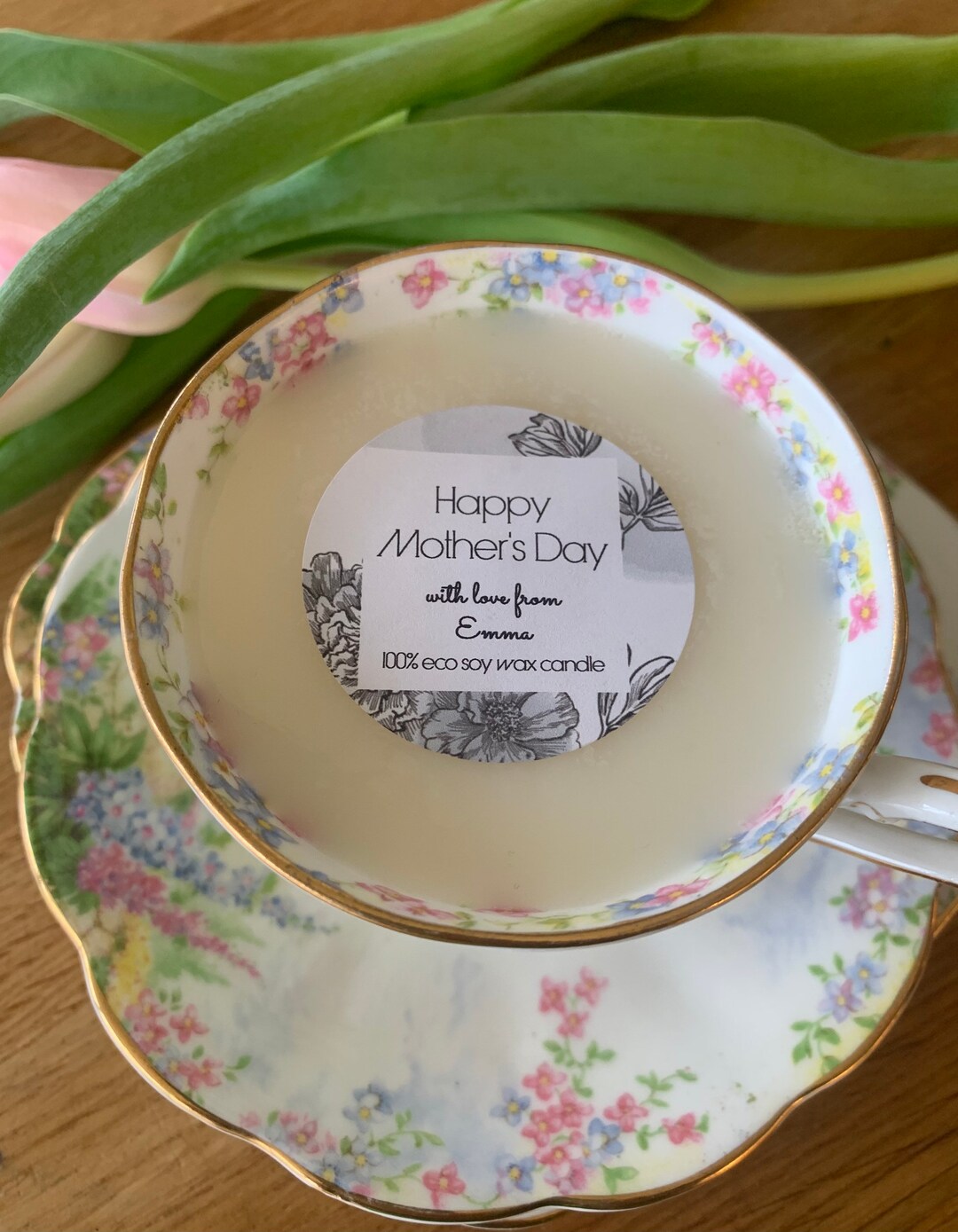 Personalised Vintage Tea Cup Candle, Personalised Birthday Gift Idea