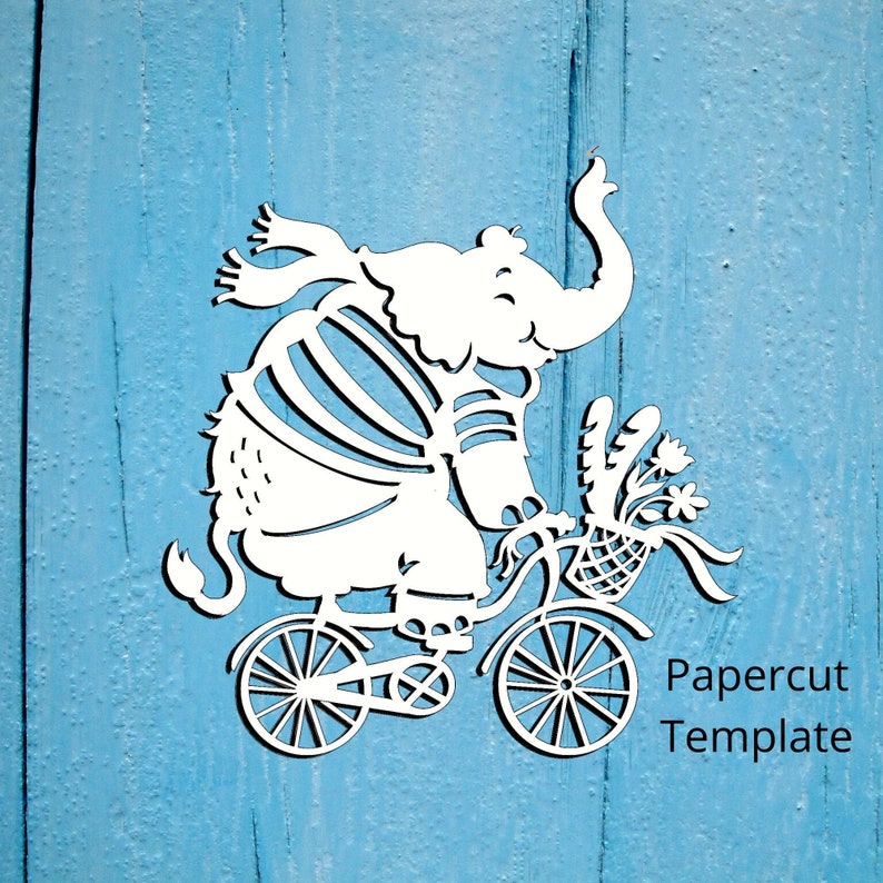 Parisian Elephant, DIY Digital Papercut Template, PDF, Digital File, 12 ...