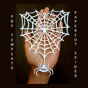 Halloween papercut template spider PDF DIY printable art Spiderweb Cobweb
