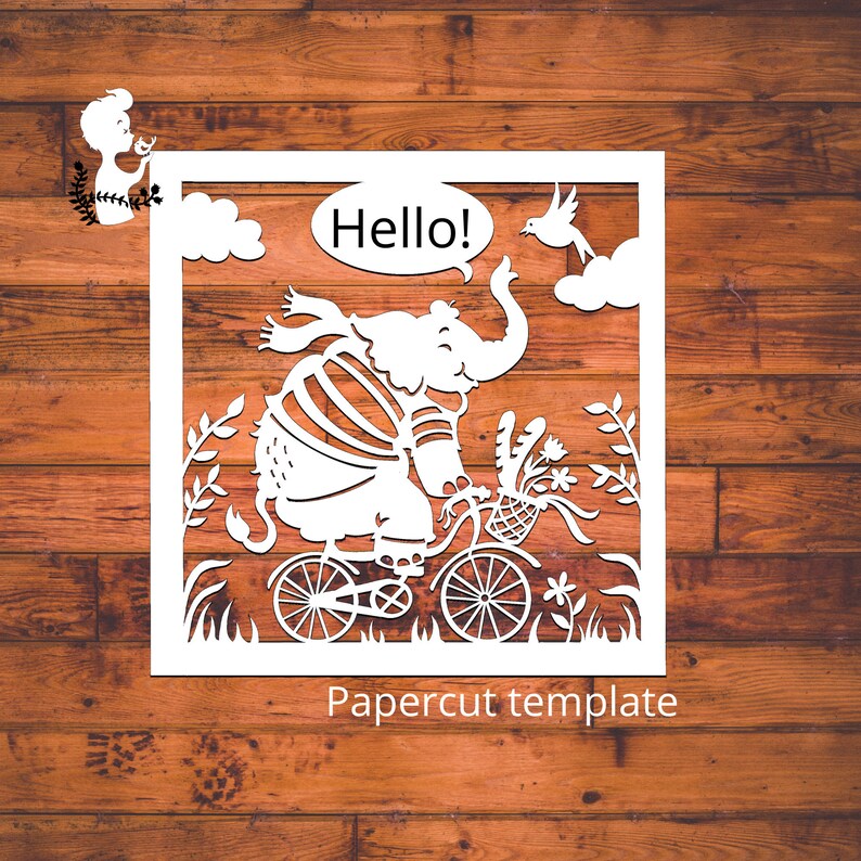 Parisian Elephant, DIY Digital Papercut Template, PDF, Digital File, 12 ...