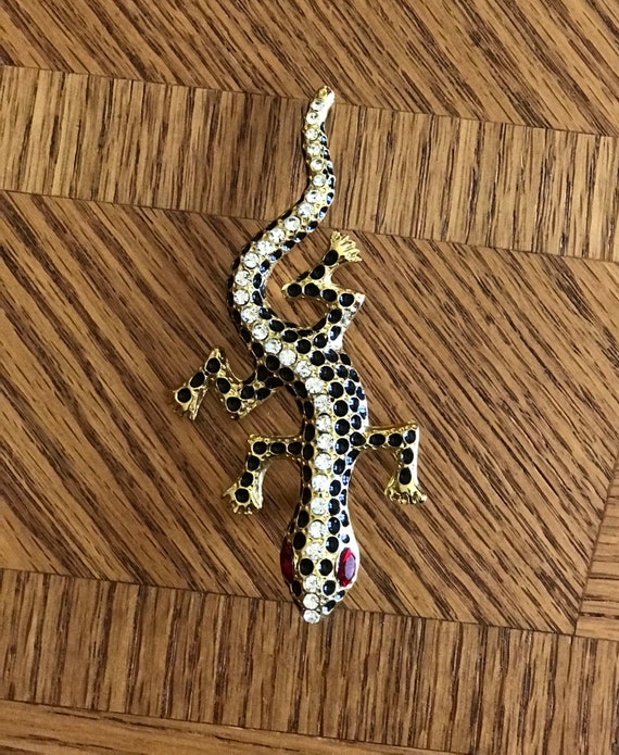 1980s gecko lizard large statement brooch 4.25” - image 3