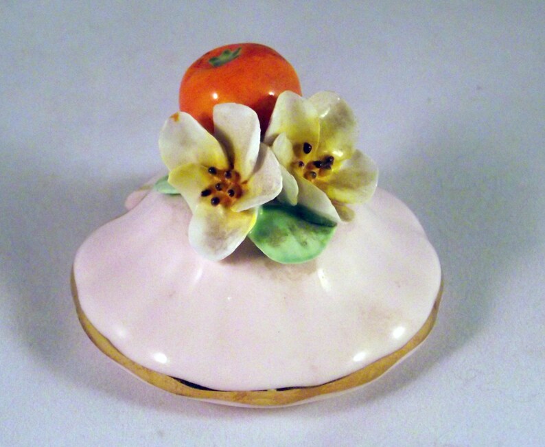 Pink Adderley Sugar Bowl With Flower and Fruit Lid Etsy