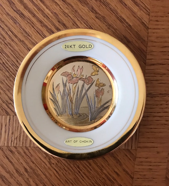 1985, Art of Chokin Japan Mini Plate 24kt Gold Porcelain