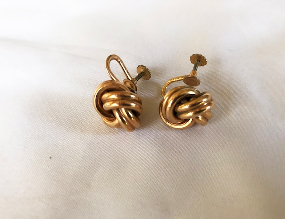 vintage Rope design screw back 12k gold filled ea… - image 2