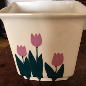 Mid-Century Modern hand painted tulip vase by K. Major