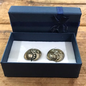 Vintage Sterling Silver Viking Craft Screw Back Earrings 1940's
