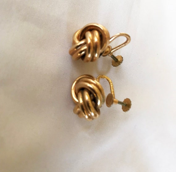 vintage Rope design screw back 12k gold filled ea… - image 3