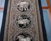 Vintage Burmese sequins kalaga tapestry of 5 astrological symbols