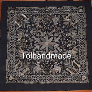 Stary indyjski obrus z haftem Nakshi Kantha
