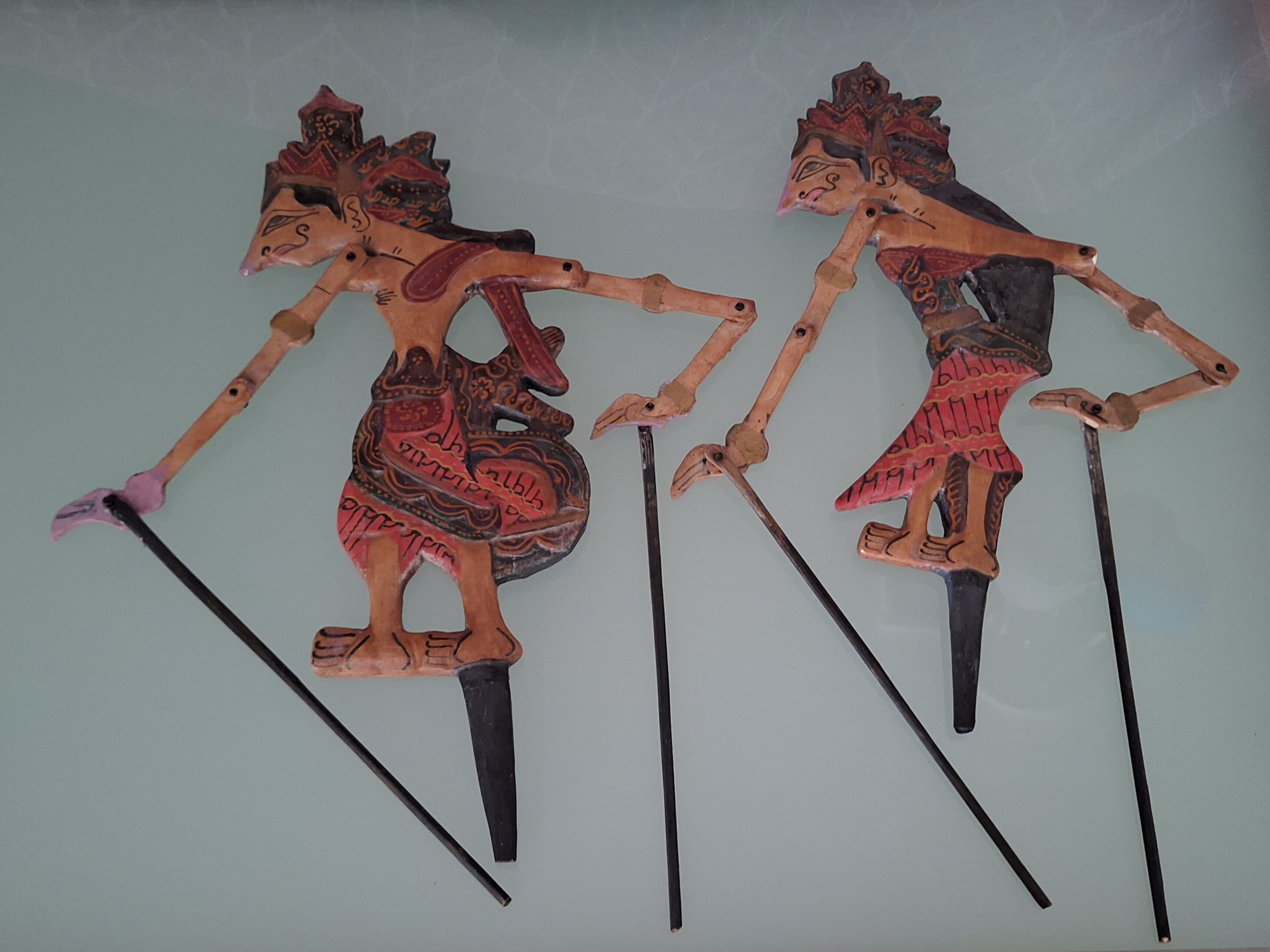Vintage Indonesian Handmade Wooden Wayang Klitik. Rama and Shinta