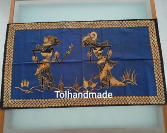 Vintage Indonesian handmade batik, Rama and Shinta. Traditional wax and dye method.