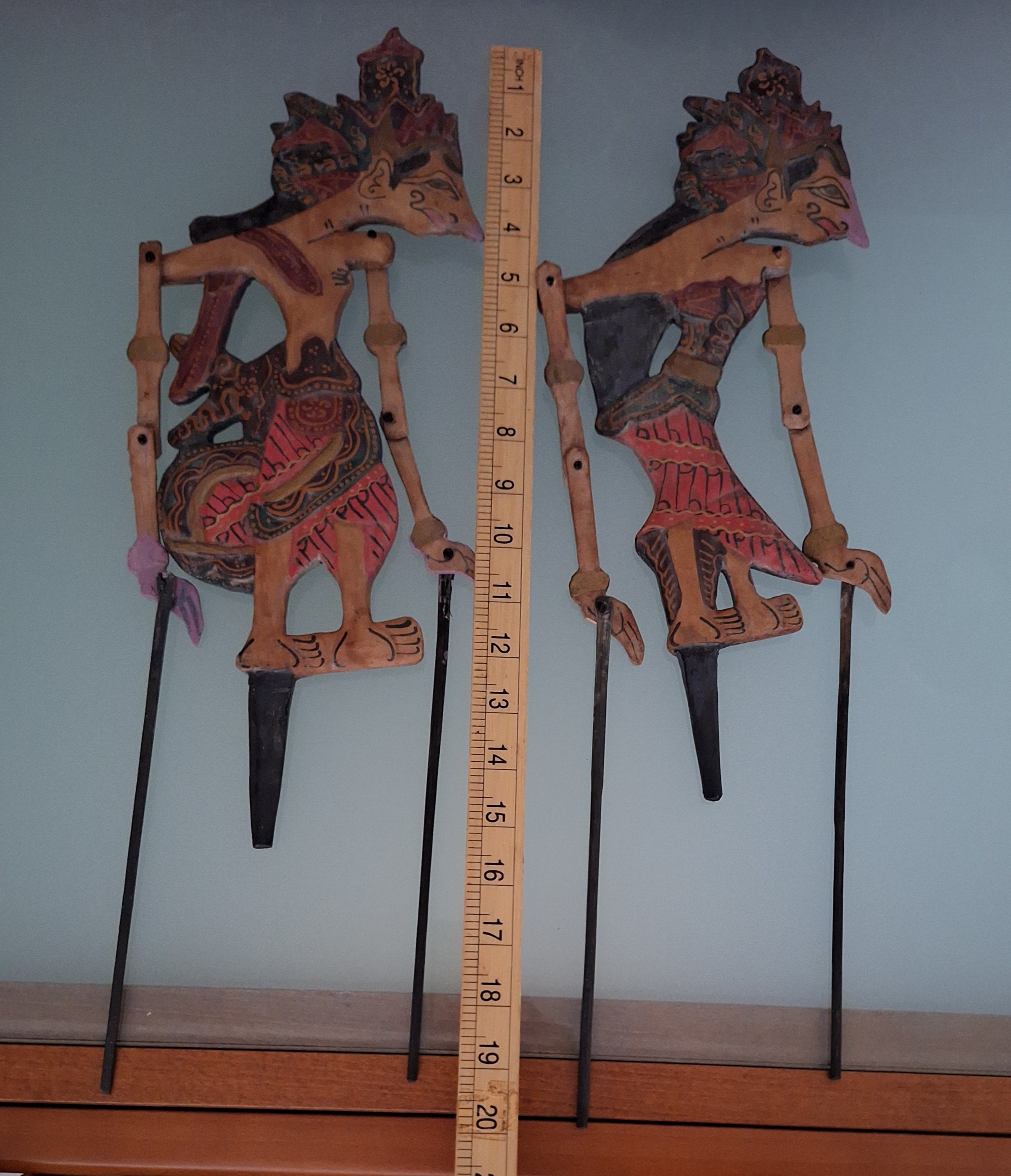 Vintage Indonesian Handmade Wooden Wayang Klitik. Rama and Shinta