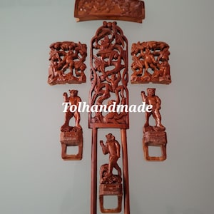 Vintage Chinese Handcarved Bird Cage Ornaments. Bamboo/Wood. Set A