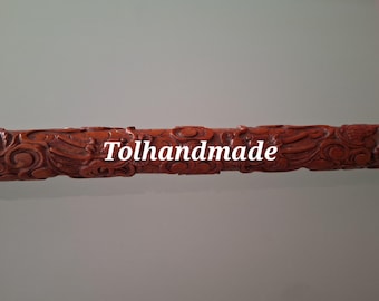 Vintage Chinese Handcarved wooden pole. 2 dragons. Decorative ornament from a bird cage. Set B