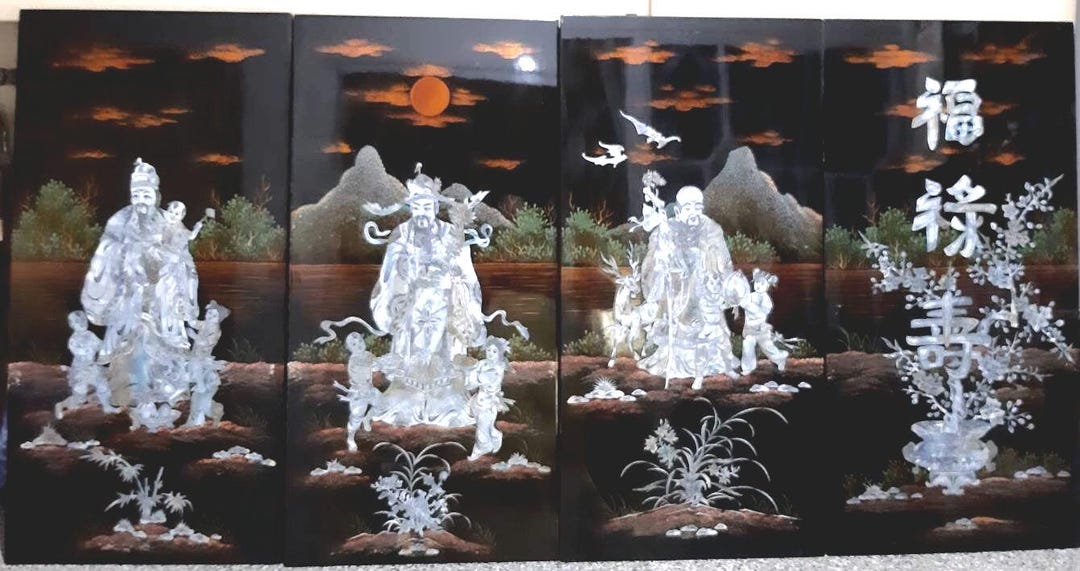 ベトナム 漆アート Thành Lễ 1950's Vietnamese Lacquered Tray