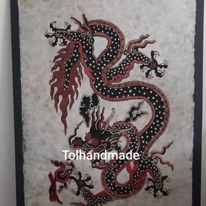 Vintage acrylic painting of a Chinese Mystical Dragon