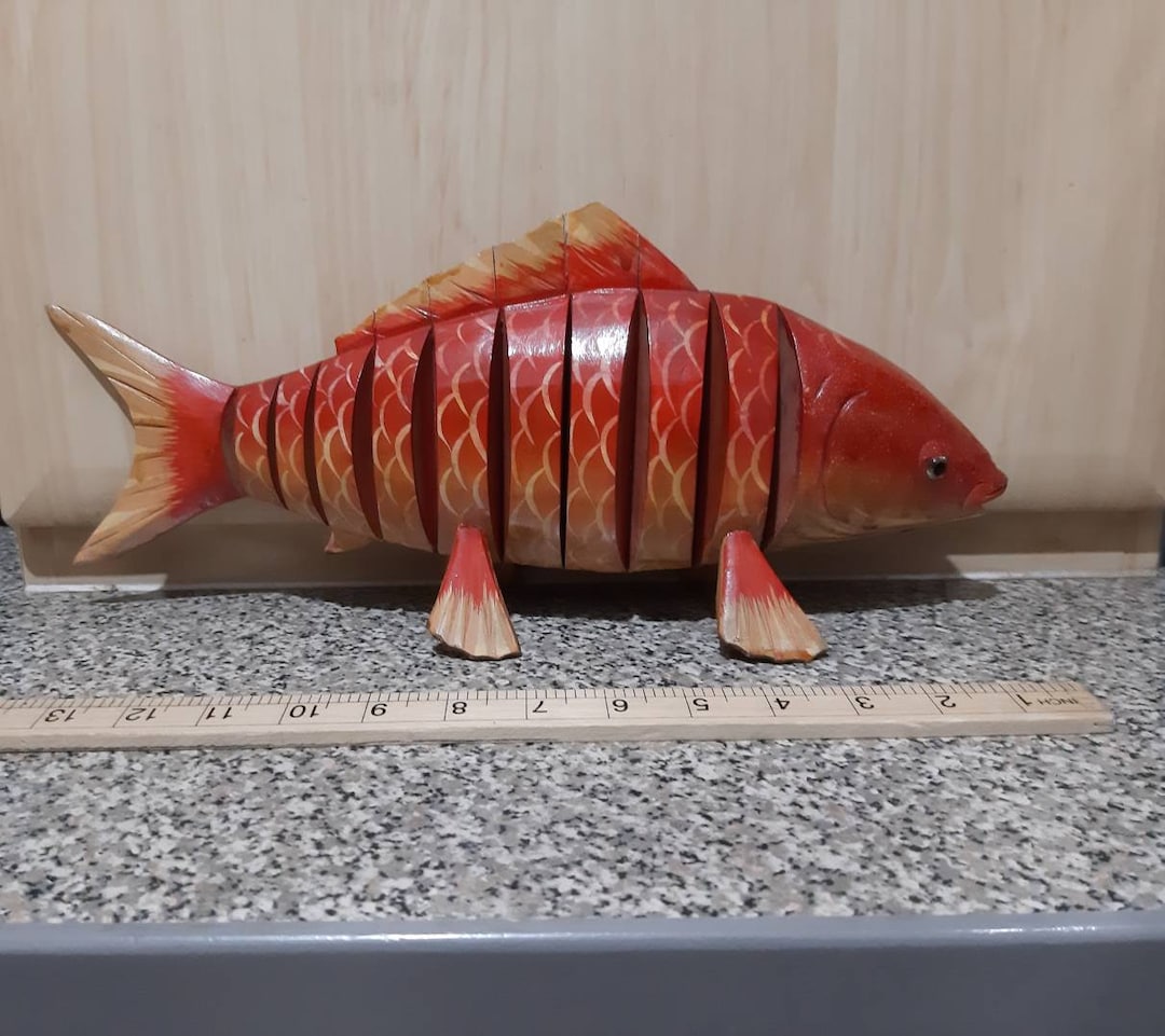 Vintage Wooden Decorative Large Fish - Etsy