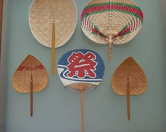 5 handmade bamboo handfans for collectors. Set A