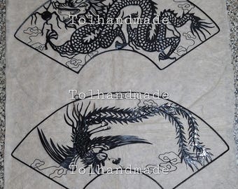 Vintage Chinese Iron crafted pictures. Dragon and Phoenix