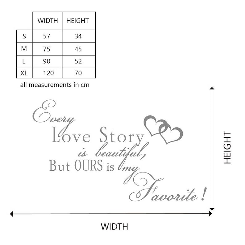 but ours is my favorite-Vinyl Wall Quotes Decal for Living-room Every love story is beautiful Bedroom,Love Wall Quote #8122Q