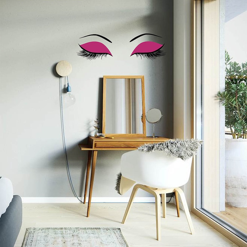 Eyelashes Wall Decal Make Up Fashion Vinyl Wall Art Decor for Living-room Decal Bedroom Decal,Office,Beauty Wall Stickers#863M