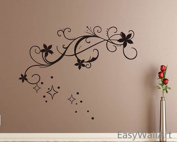 flowers wall decal for living-room bedroom office study & | etsy