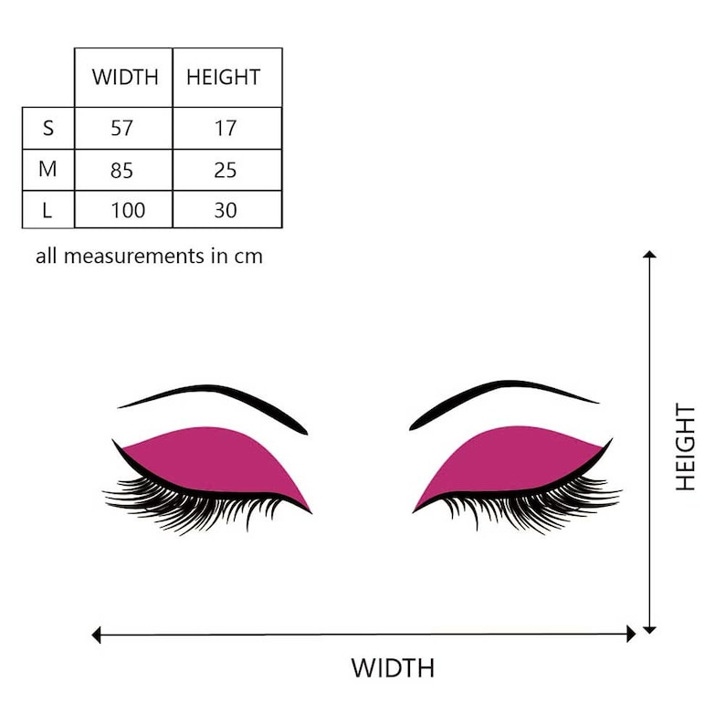 Eyelashes Wall Decal Make Up Fashion Vinyl Wall Art Decor for Living-room Decal Bedroom Decal,Office,Beauty Wall Stickers#863M