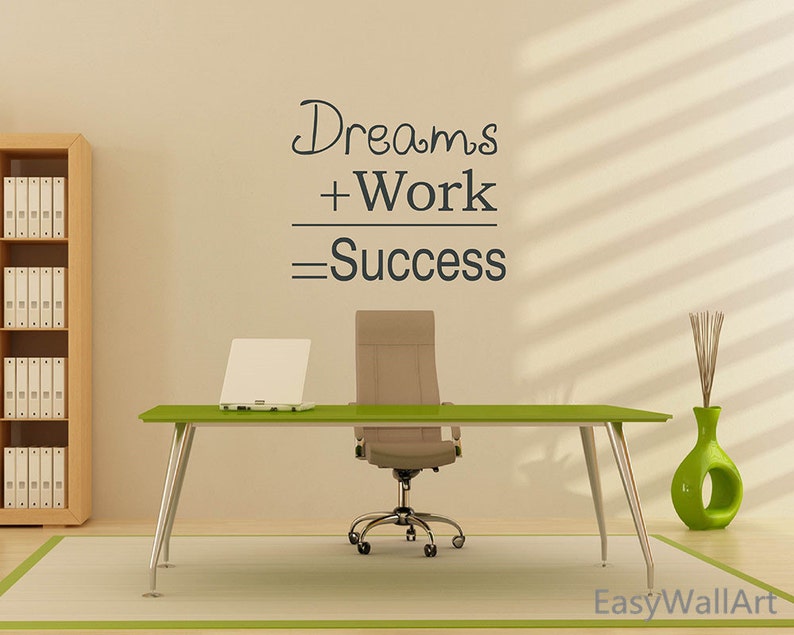 office wall decal dream work success office wall quotes | etsy