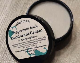 Peppermint Stick Deodorant Cream & Antiperspirant (full and travel sizes): all-natural ingredients from the northern woods of Maine