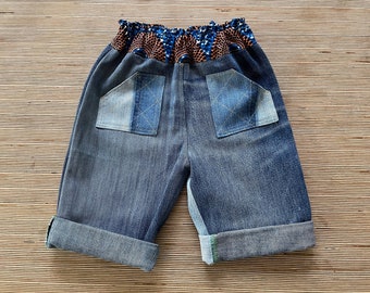 Baby baggy jeans, handmade and recycled, age 1-2 years