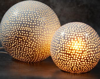 Handmade Ceramic Sphere Lamp | High Gloss Porcelain Mood Light