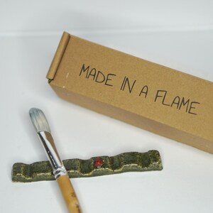 Handmade Ceramic Paint Brush Rest: Ladybug Artist Palette Accessory image 3